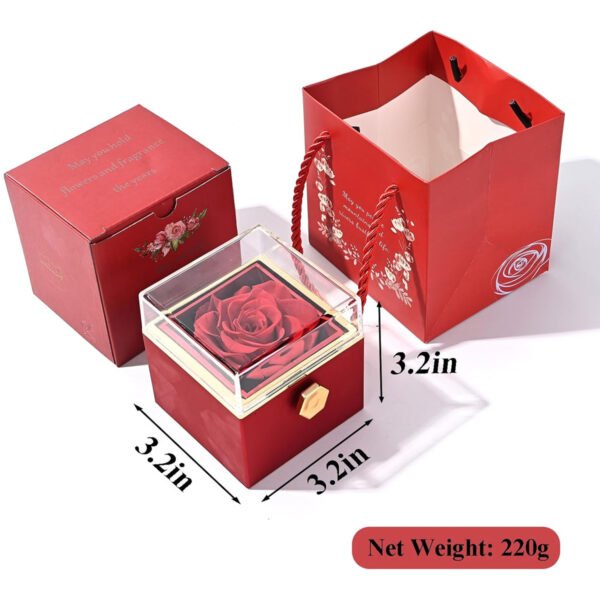 Valentines Day Gift Acrylic Rotatable Preserved Roses Jewelry Box - 图片 3