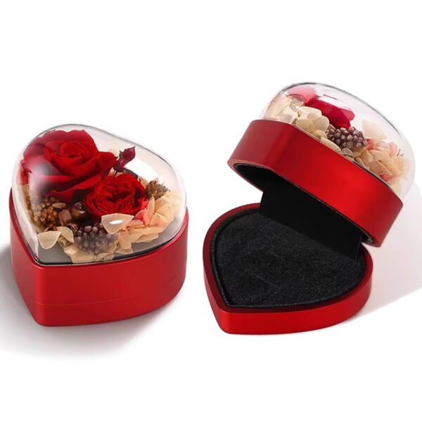 Heart-Shaped Rose Transparent Plastic Jewelry Gift Boxes