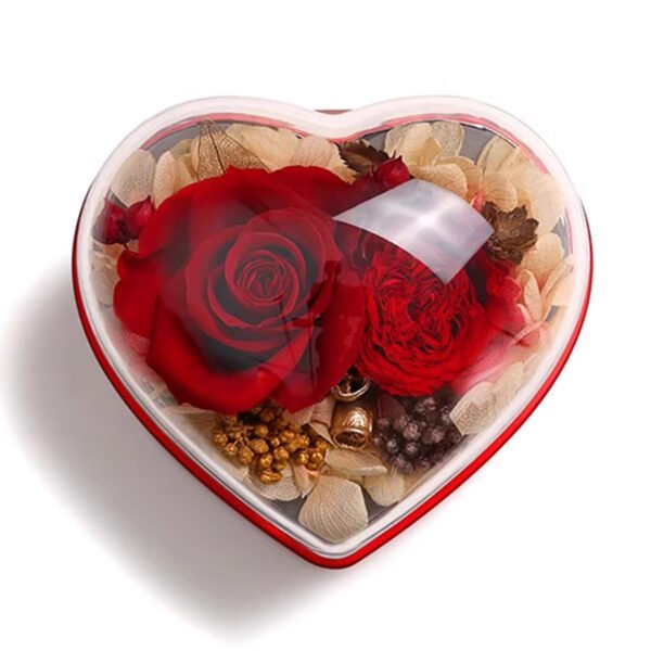 Heart-Shaped Rose Transparent Plastic Jewelry Gift Boxes - 图片 2
