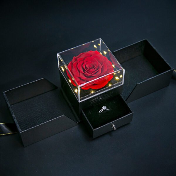 Preserved Red Rose box with light Eternal Flower Gift for Mom