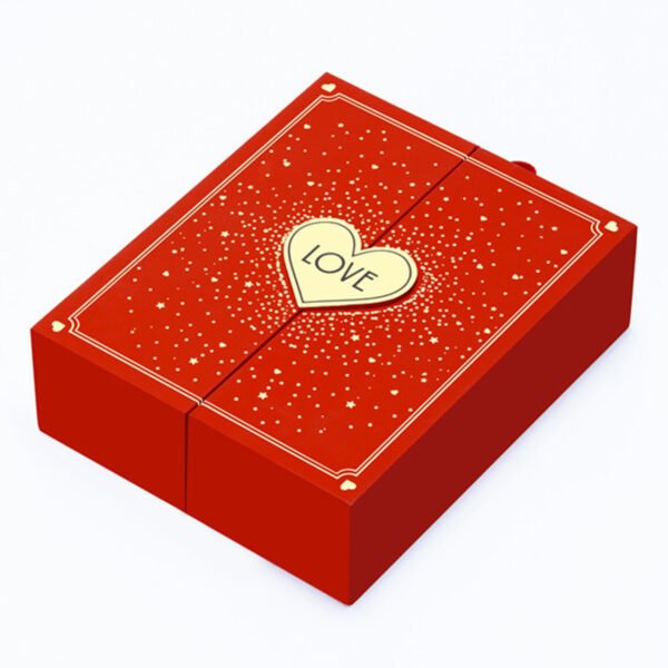 Red Valentine's Day Gift Jewelry Packaging Paper Heart Shape Box - 图片 4
