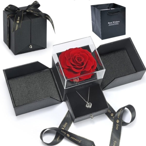 Preserved Red Rose box with light Eternal Flower Gift for Mom - 图片 4
