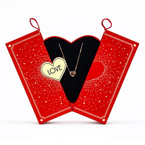 Red Valentine's Day Gift Jewelry Packaging Paper Heart Shape Box