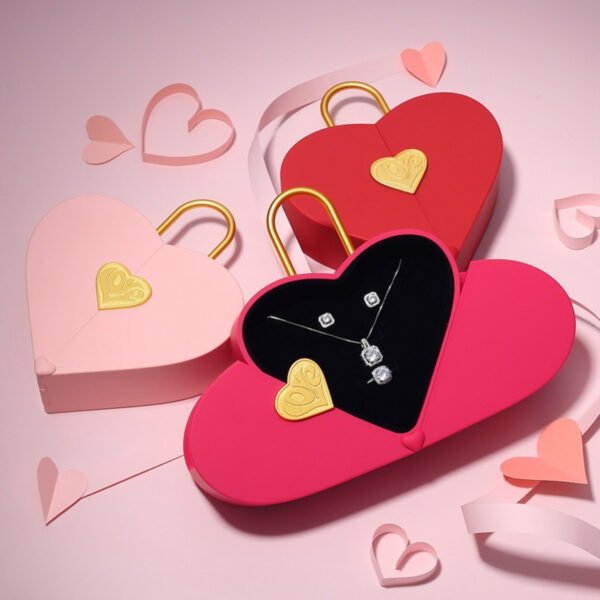 Lock Love Jewelry Box, Love Jewelry Box, Lock Heart Handheld Box - 图片 3