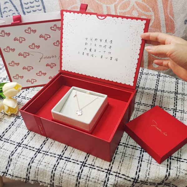 Luxury Wedding Jewelry Gift Box with 3D Love Scene & Small Jewelry Box - 图片 3