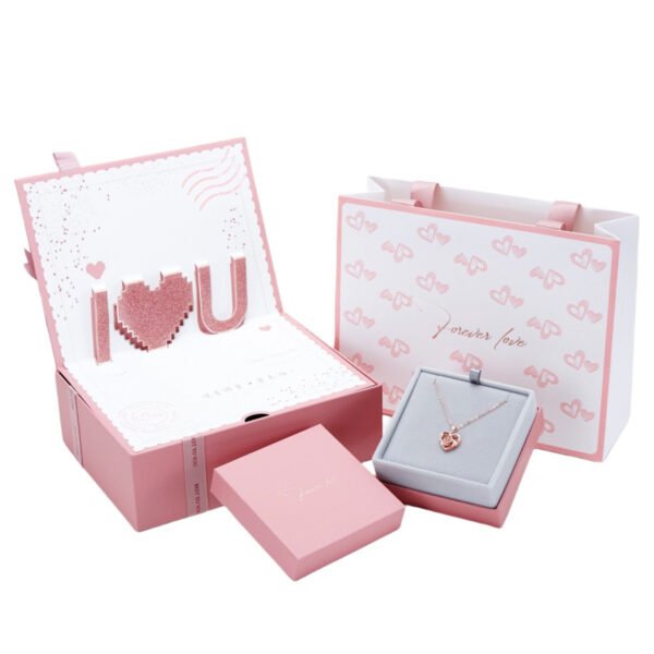 Luxury Wedding Jewelry Gift Box with 3D Love Scene & Small Jewelry Box - 图片 4