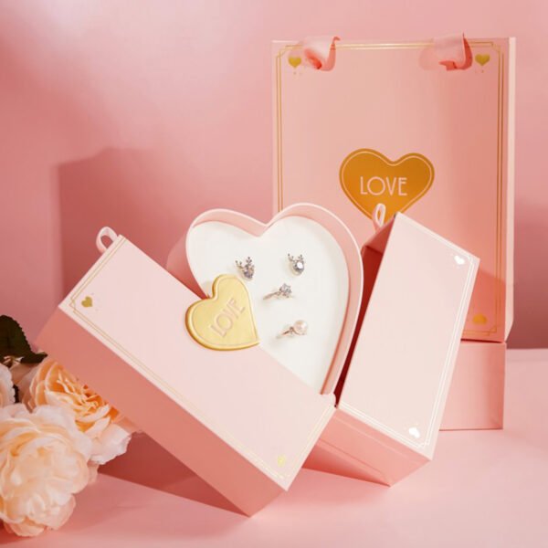 New Design Double Open Gift Box Creative Jewelry Packaging Pink